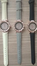 Las mujeres cielo estrellado cielo reloj de lujo de oro rosa diamante Relojes de Cuero ocasionales de las señoras banda de cuarzo reloj de pulsera mujer reloj zegarek damski