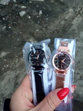 Reloj clásico de cuarzo con imán elegante para mujer, pulsera con hebilla y Número Romano de cielo estrellado