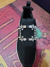 Zapatillas de deporte con plataforma de lujo para mujer, calzado deportivo con hebilla de cristal, de diseño de malla de aire, deportivas gruesas informales vulcanizadas