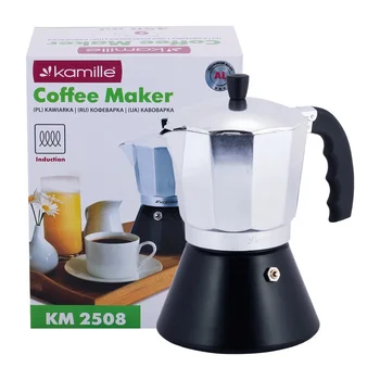 Geyser coffee maker 450 ml (9 servings) made of aluminum with a wide induction bottom Kamille, kml-2508
Geyser coffee maker 450 ml (9 servings) made of aluminum with a wide induction bottom Kamille, kml-2508