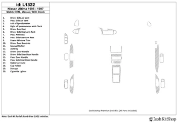 Interior lining for Nissan Altima 1995-1997. Set L1322.
Interior lining for Nissan Altima 1995-1997. Set L1322.