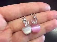 NEHZY-colgante de Plata de Ley 925 con forma de manzana y ópalo rosa, collar de 45CM de longitud