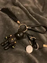 Artesanía de bricolaje hecha a mano, diamantes de imitación, borlas Bomgom, dibujos animados, Popobe, dorado, llavero de oso, bolsa bonita, soporte para dijes, llavero de resina de dibujos animados