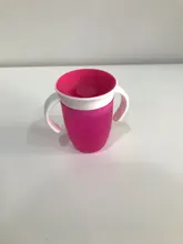 Taza de beber de aprendizaje para bebé, con tapa abatible de doble manija, a prueba de fugas, sin BPA, 360 grados