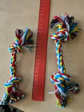 1 Uds mascotas suministros para mascotas perros perro cachorro de algodón perro nudo juguete Durable hueso trenzado cuerda 32cm divertido herramienta (Color al azar)