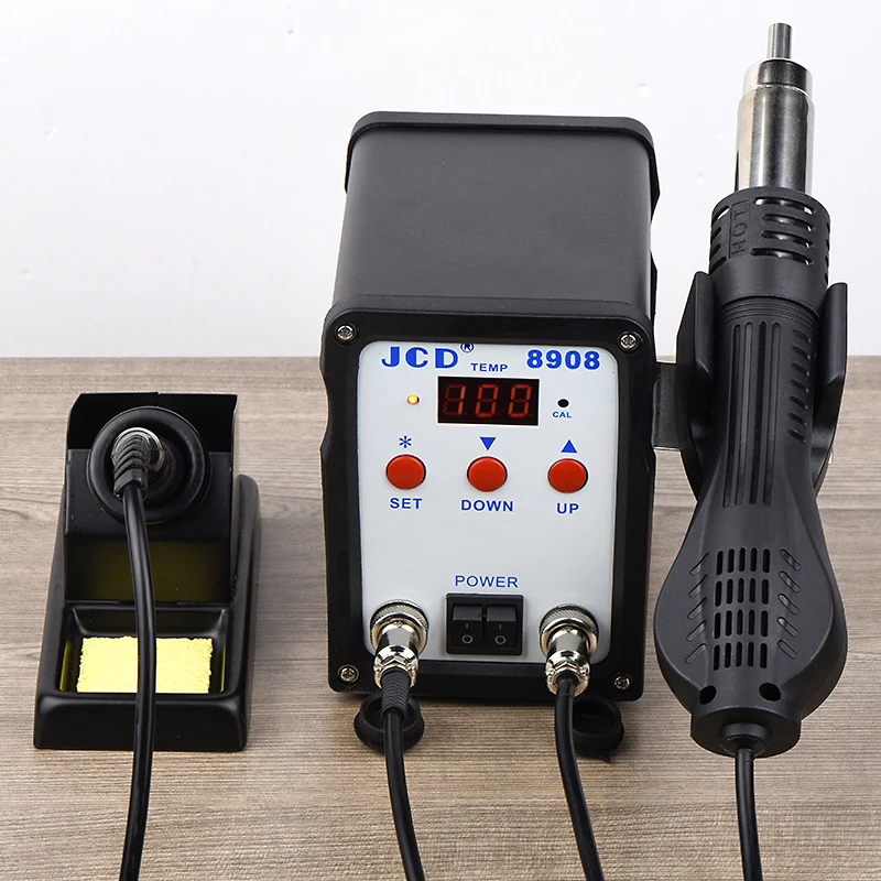 JCD Soldering Station 2 IN 1 Welding Repair machine 8908 soldering iron with hot air gun 750W SMD BGA Rework LCD Digital station
JCD Soldering Station 2 IN 1 Welding Repair machine 8908 soldering iron with hot air gun 750W SMD BGA Rework LCD Digital station