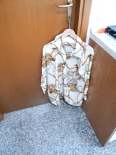 Blusa holgada de Chifón con manga larga para verano, camisa de chifón de oficina con estampado y botón de abajo para mujer