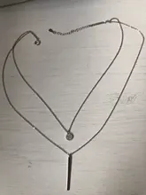 Collar de doble capa de Plata de Ley 925, redondo brillante, circón completo, collares con colgantes largos, regalo para niña, accesorios finos NK062