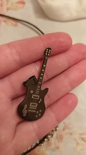 Collar de guitarra de acero inoxidable 316L para hombre, cadena de cuero, colgantes