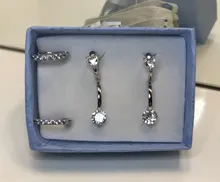 ANENJERY de Plata de Ley 925 de circón brillante geométrico pequeño aro pendientes para las Mujeres Nuevo versátil accesorios oído S-E1441