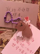 Llaveros de dibujos animados de cereza, Ángel y oso, funda de Metal para auriculares, colgante para chicas, mochila para estudiantes, baratijas de dibujos animados, joyería Kawaii