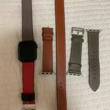 Correa de cuero de vaca 100% auténtico para Apple Watch 6 SE 5 4, correa de 42MM, 38MM, 44MM y 40MM para iWatch 6 5 4