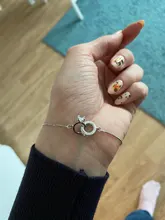 Pulsera de circón con doble círculo geométrico para mujer, brazalete de corazón de plata 925, moderno, regalo de San Valentín