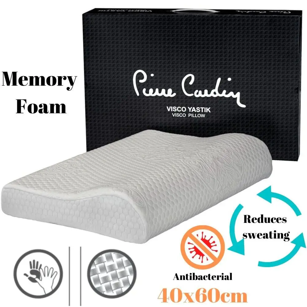 

Pierre Cardin Memory Foam Cushion Orthopedic Pillow for Neck & Body Pain Polyester & Cotton Sleeping with Embroidered Pillowcase