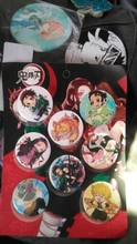 8 unids/set Anime demonio Cazavampiros: Kimetsu No Yaiba insignia de Cosplay de dibujos animados recoger mochilas bolsas de broche de botón regalo