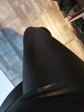 ATHVOTAR de talla grande negro de cuero de PU de las mujeres Leggings cintura alta negro de cuero de la PU de Legging pantalones de piel de moda de las mujeres