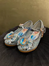 Zapatos de cuero, de tacón alto y de la princesa Elsa para niñas, sandalias para niños, sandalias de fiesta, calzado para niñas, tallas 24-36