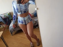 Zeby-Conjunto de 2 piezas formado por Top y pantalón corto, conjunto fruncido, estilo Vintage, con borlas y estampado a rayas, Y2K