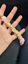 Nombre personalizado de cuentas para masticar de madera de haya, pinzas de chupete, soporte de cadena, cadenas para chupete, juguete para la dentición del bebé