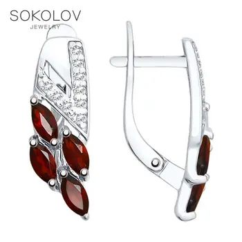 SOKOLOV Silver drop earrings with stones with garnets and cubic zirconia, fashion jewelry, silver, 925, women's male, long earrings 
SOKOLOV Silver drop earrings with stones with garnets and cubic zirconia, fashion jewelry, silver, 925, women's male, long earrings