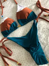 Bañador Sexy de estilo Halter para mujer, microbikini con Tanga, Bikini Push-Up brasileño con, estampado de plantas tropicales, traje de baño Mini con cordón 2020