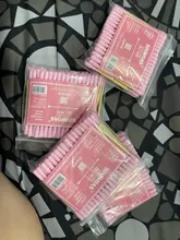 100 unids/pack Rosa doble cabeza hisopo de algodón palos mujer removedor de maquillaje de algodón punta médica para nariz y orejas de limpieza a prueba de polvo