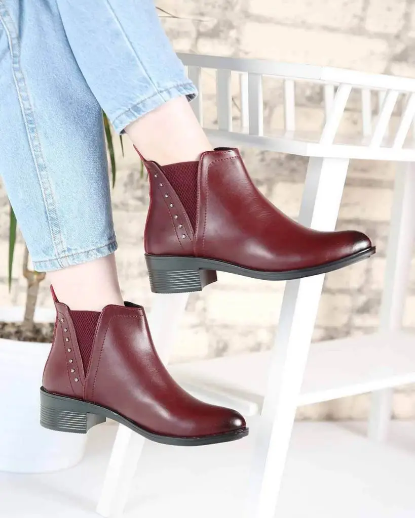 Mosimoso Women's Ankle Height Boot Shelby Burgundy Skin V Neck Women Boots 
Mosimoso Women's Ankle Height Boot Shelby Burgundy Skin V Neck Women Boots