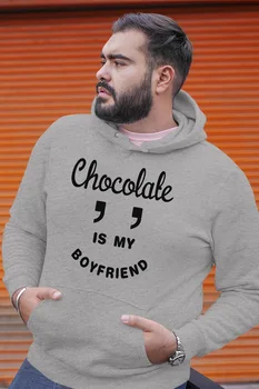 

Angemiel Wear Chocolate Is My Boyfriend Gray Men 'S Hooded Sweatshirt