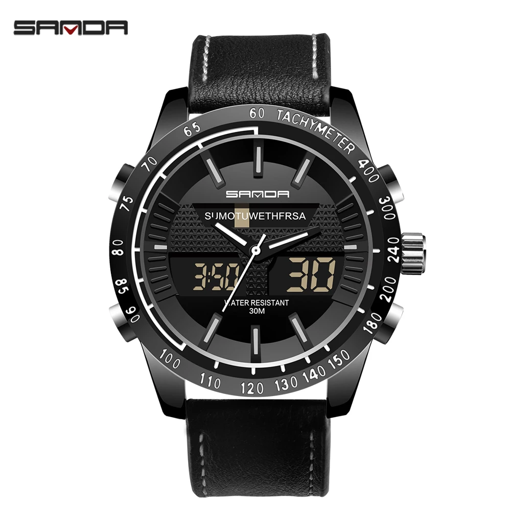 SANDA New Watch Men Fashion Large Dial Watches Multi-Function Electronic Watches Leather Waterproof Outdoor Leisure Sport Watch
SANDA New Watch Men Fashion Large Dial Watches Multi-Function Electronic Watches Leather Waterproof Outdoor Leisure Sport Watch