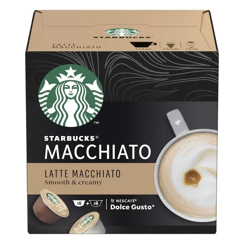 Coffee capsules Nescafe Dolce Gusto STARBUCKS latte macchiato 12 pcs Automatic machine Cezve beans Home shop maker reusable | Продукты