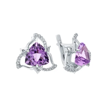 Silver earrings with amethyst and cubic zirconia sunlight sample 925 test 
Silver earrings with amethyst and cubic zirconia sunlight sample 925 test