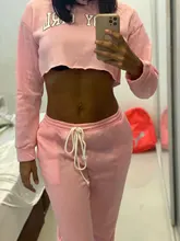 Chándal con estampado de letras para niña, conjunto de Top corto con capucha, pantalones para correr, chándal, conjunto de dos piezas para Fitness