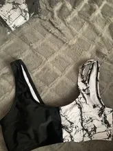 Patchwork Swimsuit Marble-Print Peachtan High-Waist Sport Women Biquini Sexy Mujer New