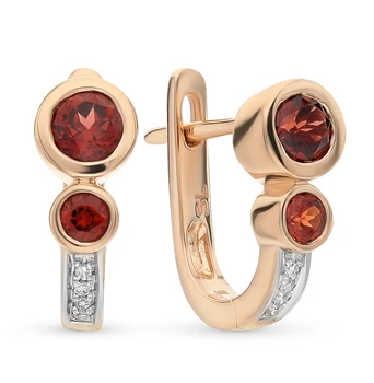 Gold earrings with garnet and diamonds sunlight sample 585
Gold earrings with garnet and diamonds sunlight sample 585