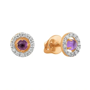 Gold earrings with amethyst and cubic zirconia sunlight sample 585
Gold earrings with amethyst and cubic zirconia sunlight sample 585