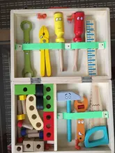 Caja de Herramientas de madera para niños, juego de simulación, Montessori educativo, tuerca, tornillo de desmontaje, herramienta de carpintero de reparación