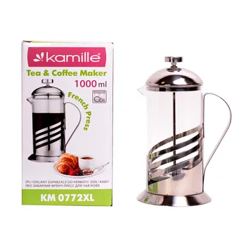 French press 1000 mL (stainless steel, glass) Kamille, kml-0772xl 
French press 1000 mL (stainless steel, glass) Kamille, kml-0772xl