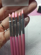 5 unids/set de Arte de uñas de silicona cepillo de pluma de madera grabado repujado hueco cerámica forma de escultura de arcilla que salpican esmalte de uñas para manualidades herramientas