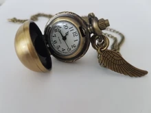 Reloj de bolsillo de bola para niños, colgante de cuarzo con alas, collar, reloj, cadena de 80cm