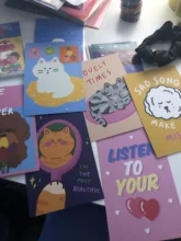 Ins-tarjetas postales de gato de dibujos animados Kawaii, Tarjetas de Navidad, accesorios para posar, tarjeta de felicitación de cumpleaños, regalo de Año Nuevo