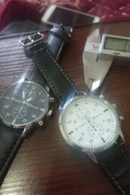 Reloj Esfera Grande de cuarzo para hombre, cronógrafo de cuero Delgado, de alta calidad, a la moda, # F, 2018