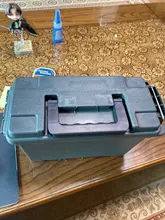 Caja de munición de plástico de estilo militar, caja de almacenamiento de munición a granel de calibre resistente, caja de balas táctica ligera