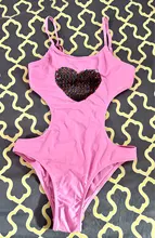 Ropa de playa con corazón de lentejuelas para niños, bañador de una pieza, Monokini, 2020