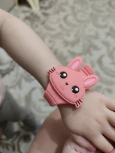 Relojes de goma con dibujos para niños, relojes infantiles electrónicos de goma con, con animaciones de conejos, funda abatible