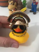 Adorno de pato de goma de juguete para coche, adorno amarillo para salpicadero de coche, con hélice