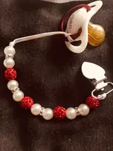 2021 bebé chupete Clip de cadena infantil soporte para pezones de madera con cuentas de cristal correa para chupete Correa chupete de Metal Clips para chupete cadena