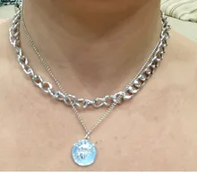 17KM-gargantilla Punk de cadena de oro grueso multicapa para mujer, collar con colgante redondo Irregular a la moda, joyería de tendencia 2021