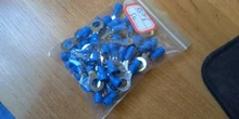 10-100 unids/set RV2 terminales aisladas de anillo azul Cable Conectores eléctricos de crimpado 16-14 AWG Kit M3/M4/M5/M6/M8