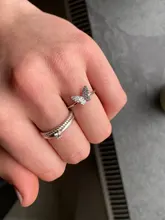 ANENJERY-anillo mariposa abertura para mujer, de Plata de Ley 925, Simple Flash, CZ, personalidad, viento fresco, regalo de San Valentín, S-R346