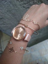 Conjunto de 5 uds. De relojes de lujo para mujer, pulsera de cuarzo de cuero informal, regalo